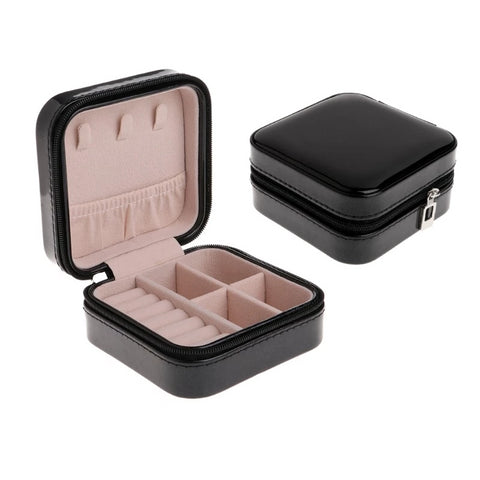 Petite Boîte à Bijoux Noir Simili Cuir